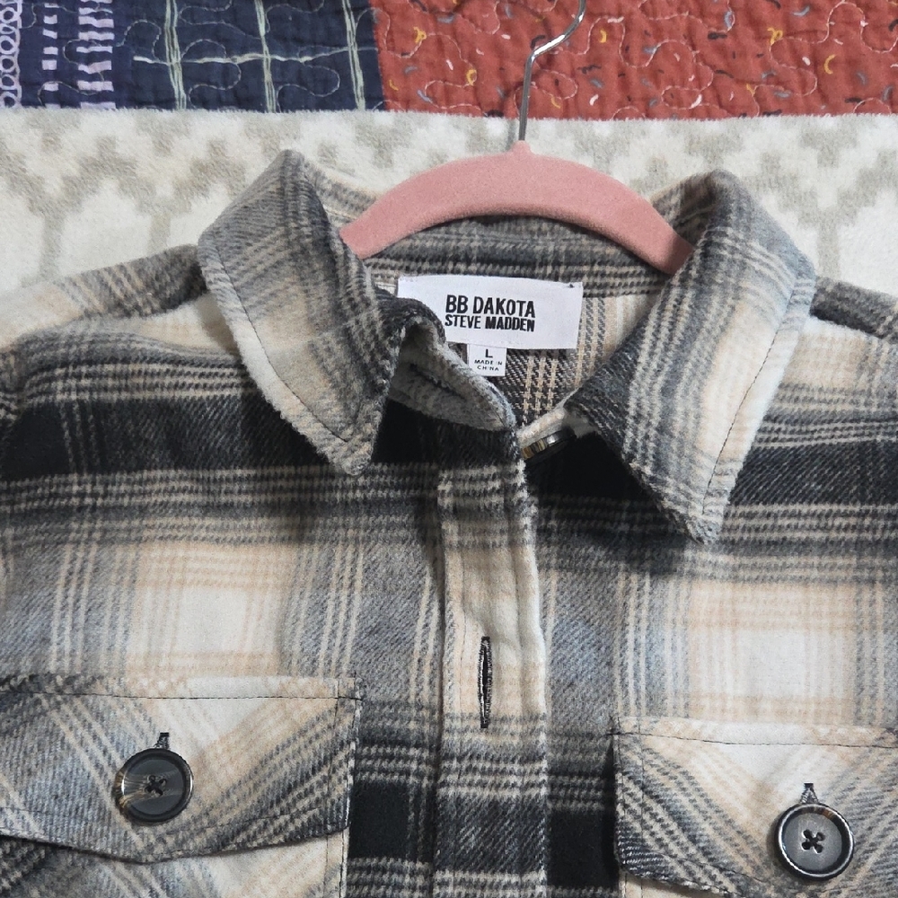BB Dakota by Steve Madden Plaid Jacket - Black and Cream